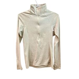 Under Armour Long Sleeve Cream Quarter-Zip Pullover Top
